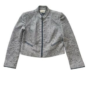 Magaschoni Tweed Blazer Jacket Navy Blue White Size 0 XS Italy Vintage formal